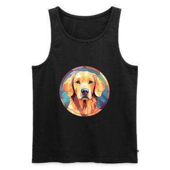 Deutsche Spitz Hunderasse Aquarell Illustration - Männer Premium Bio Tank Top - Schwarz - Vorne - AI Model Male 178 light (178cm)