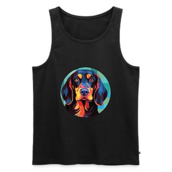 German Wirehaired Pointer Dog Breed Watercolor - Men's Premium Organic Tank Top - black - Front - AI Model Male 178 light (178cm)
