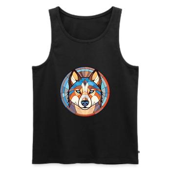 Husky-Hunderasse Bunte Aquarell-Illustration - Männer Premium Bio Tank Top - Schwarz - Vorne - Michal (187cm)