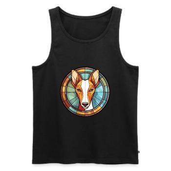 Ibizan Hound Dog Breed Watercolor Illustration - Men's Premium Organic Tank Top - black - Front - AI Model Male 178 light (178cm)