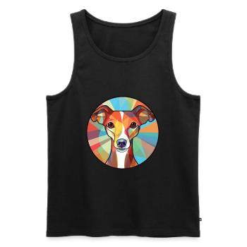 Lévrier italien chien race aquarelle colorée - Débardeur bio Premium Homme - noir - Devant - Michal (187cm)