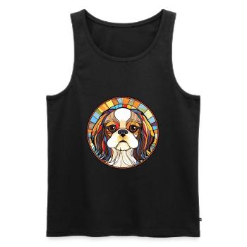 Japanische Kinn-Hunderasse Aquarell-Illustration - Männer Premium Bio Tank Top - Schwarz - Vorne - Michal (187cm)