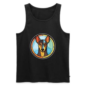 Manchester Terrier chien race aquarelle colorée - Débardeur bio Premium Homme - noir - Devant - AI Model Male 178 light (178cm)