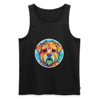 Norfolk Terrier Dog Breed Watercolor Illustration - Men's Premium Organic Tank Top - black - Front - Michal (187cm)