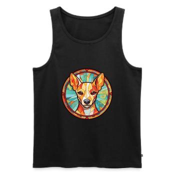 Portugiesische Podengo Pequeno Hunderasse Aquarell - Männer Premium Bio Tank Top - Schwarz - Vorne - AI Model Male 178 light (178cm)