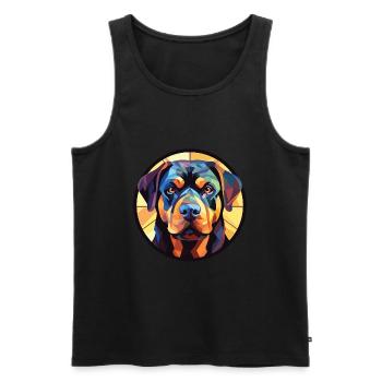 Rottweiler chien race aquarelle verre Illustration - Débardeur bio Premium Homme - noir - Devant - AI Model Male 178 light (178cm)