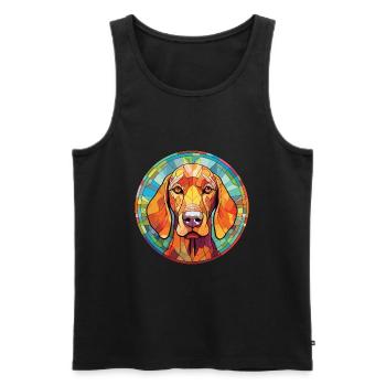 Redbone Coonhound chien race aquarelle colorée - Débardeur bio Premium Homme - noir - Devant - AI Model Male 178 light (178cm)