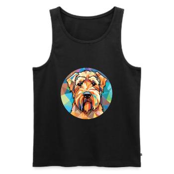 Soft Coated Wheaten Terrier Dog Breed Watercolor - Men's Premium Organic Tank Top - black - Front - AI Model Male 178 light (178cm)