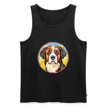 St Bernard chien race aquarelle verre Illustration - Débardeur bio Premium Homme - noir - Devant - AI Model Male 178 light (178cm)