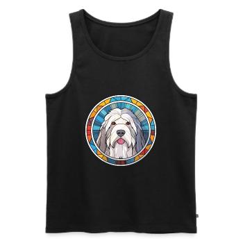 Vieux chien de berger anglais chien race aquarelle colorée - Débardeur bio Premium Homme - noir - Devant - Michal (187cm)