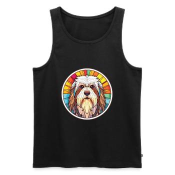 Polish Lowland Sheepdog Dog Breed Watercolor Glass - Men's Premium Organic Tank Top - black - Front - AI Model Male 178 light (178cm)