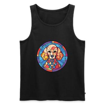 Pudel-Hunderasse Bunte Aquarell-Illustration - Männer Premium Bio Tank Top - Schwarz - Vorne - Michal (187cm)