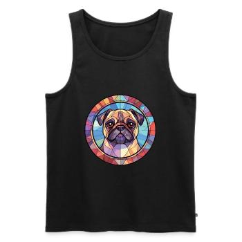 Mopshund Rasse bunte Aquarell-Illustration - Männer Premium Bio Tank Top - Schwarz - Vorne - AI Model Male 178 light (178cm)