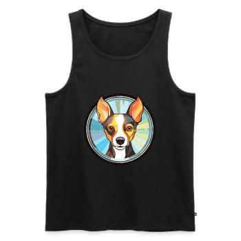 Rat Terrier chien race aquarelle Illustration - Débardeur bio Premium Homme - noir - Devant - Michal (187cm)
