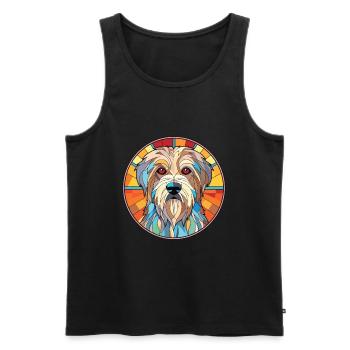 Berger des Pyrénées chien race aquarelle colorée - Débardeur bio Premium Homme - noir - Devant - Michal (187cm)