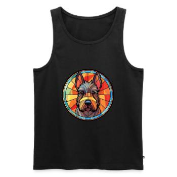 Scottish Terrier Dog Breed Watercolor Illustration - Men's Premium Organic Tank Top - black - Front - Michal (187cm)