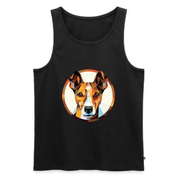 Glatte Foxterrier-Hunderasse buntes Aquarell - Männer Premium Bio Tank Top - Schwarz - Vorne - AI Model Male 178 light (178cm)