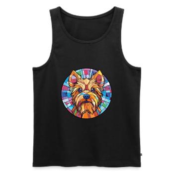 Silky Terrier chien race aquarelle Illustration - Débardeur bio Premium Homme - noir - Devant - Michal (187cm)