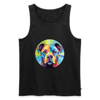 Staffordshire Bullterrier Hunderasse Aquarell - Männer Premium Bio Tank Top - Schwarz - Vorne - AI Model Male 178 light (178cm)
