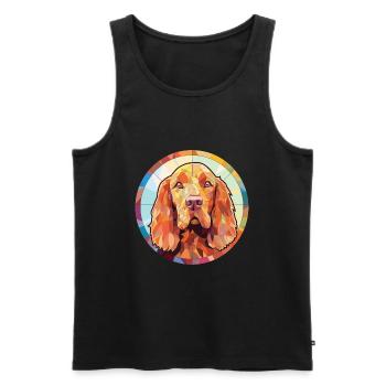 Sussex Spaniel Dog Breed Watercolor Illustration - Men's Premium Organic Tank Top - black - Front - Michal (187cm)
