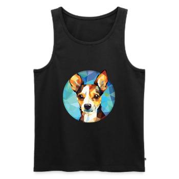 Jouet Fox Terrier chien race aquarelle Illustration - Débardeur bio Premium Homme - noir - Devant - Michal (187cm)