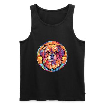 Épagneul tibétain chien race aquarelle Illustration - Débardeur bio Premium Homme - noir - Devant - Michal (187cm)