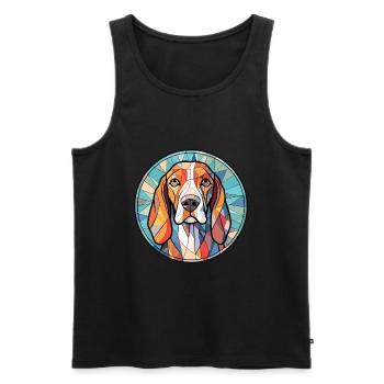 Treeing Walker Coonhound Dog Breed Watercolor - Men's Premium Organic Tank Top - black - Front - AI Model Male 178 light (178cm)