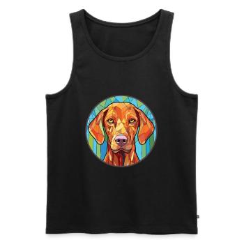 Vizsla race de chien coloré aquarelle Illustration - Débardeur bio Premium Homme - noir - Devant - Michal (187cm)