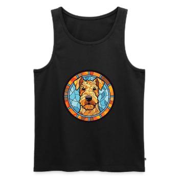 Lakeland Terrier chien race aquarelle Illustration - Débardeur bio Premium Homme - noir - Devant - Michal (187cm)
