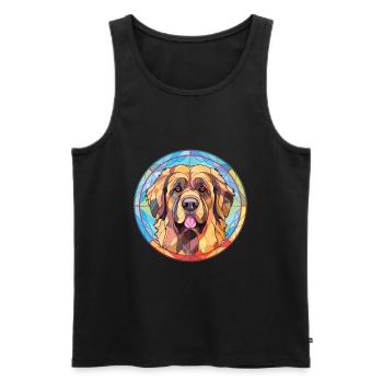 Leonberg chien race aquarelle verre Illustration - Débardeur bio Premium Homme - noir - Devant - AI Model Male 178 light (178cm)
