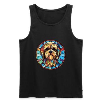 Lhasa Apso Hunderasse Aquarellglas Illustration - Männer Premium Bio Tank Top - Schwarz - Vorne - Michal (187cm)