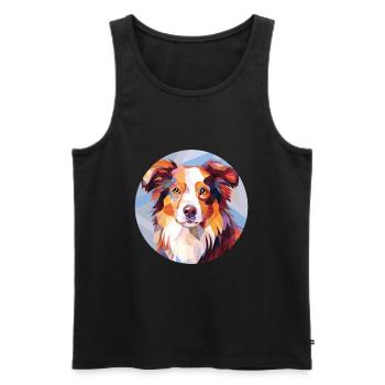 Miniatur American Shepherd Hunderasse Aquarell - Männer Premium Bio Tank Top - Schwarz - Vorne - Michal (187cm)