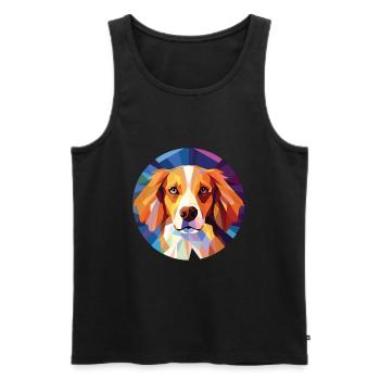 Nederlandse Kooikerhondje Dog Breed Aquarelle - Débardeur bio Premium Homme - noir - Devant - Michal (187cm)