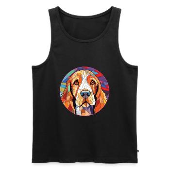 Petits Bassets Griffons Vendéen Chien Aquarelle - Débardeur bio Premium Homme - noir - Devant - AI Model Male 178 light (178cm)