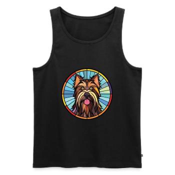 Skye Terrier Hunderasse Aquarell Illustration - Männer Premium Bio Tank Top - Schwarz - Vorne - AI Model Male 178 light (178cm)