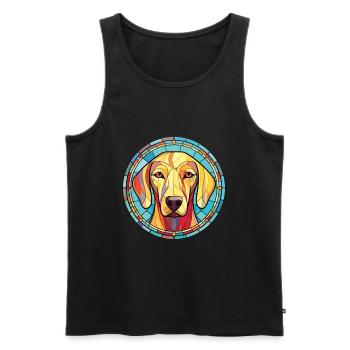 Sloughi Hunderasse bunte Aquarell-Illustration - Männer Premium Bio Tank Top - Schwarz - Vorne - AI Model Male 178 light (178cm)