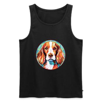 Welsh Springer Spaniel chien race verre aquarelle - Débardeur bio Premium Homme - noir - Devant - Michal (187cm)