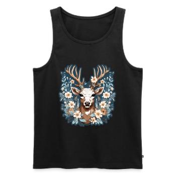 Fleurs de cerf - Débardeur bio Premium Homme - noir - Devant - Michal (187cm)