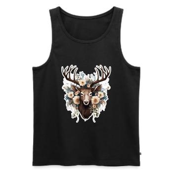 Fleurs de cerf - Débardeur bio Premium Homme - noir - Devant - Michal (187cm)