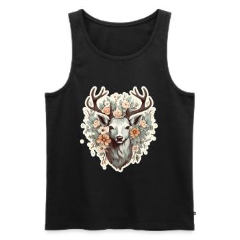 Fleurs de cerf - Débardeur bio Premium Homme - noir - Devant - Michal (187cm)
