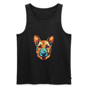 Georgischer Schäferhund Rasse buntes Aquarell - Männer Premium Bio Tank Top - Schwarz - Vorne - Michal (187cm)