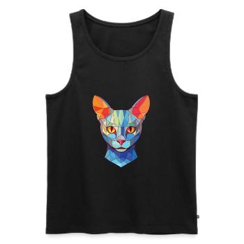 Illustration d’aquarelle colorée de chat bleu russe - Débardeur bio Premium Homme - noir - Devant - Michal (187cm)