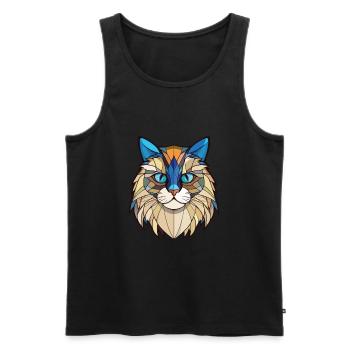 Ragdoll Cat Breed Illustration aquarelle colorée - Débardeur bio Premium Homme - noir - Devant - AI Model Male 178 light (178cm)
