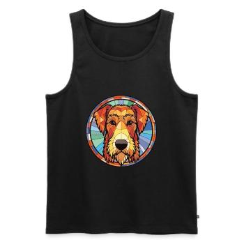 Airedale Terrier chien race aquarelle Illustration - Débardeur bio Premium Homme - noir - Devant - Michal (187cm)