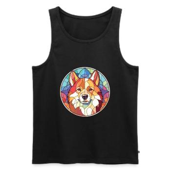 Akita Hunderasse bunte Aquarell-Illustration - Männer Premium Bio Tank Top - Schwarz - Vorne - Michal (187cm)