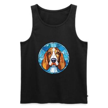 Basset Bleu De Gascogne Dog Breed Watercolor Glass - Men's Premium Organic Tank Top - black - Front - Michal (187cm)
