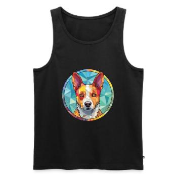 Australian Stumpy Tail Cattle Dog Breed Watercolor - Men's Premium Organic Tank Top - black - Front - AI Model Male 178 light (178cm)