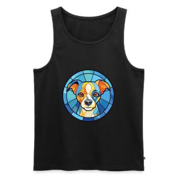 Bleu de Gascogne Petit Dog Rasse Aquarellglas - Männer Premium Bio Tank Top - Schwarz - Vorne - Michal (187cm)