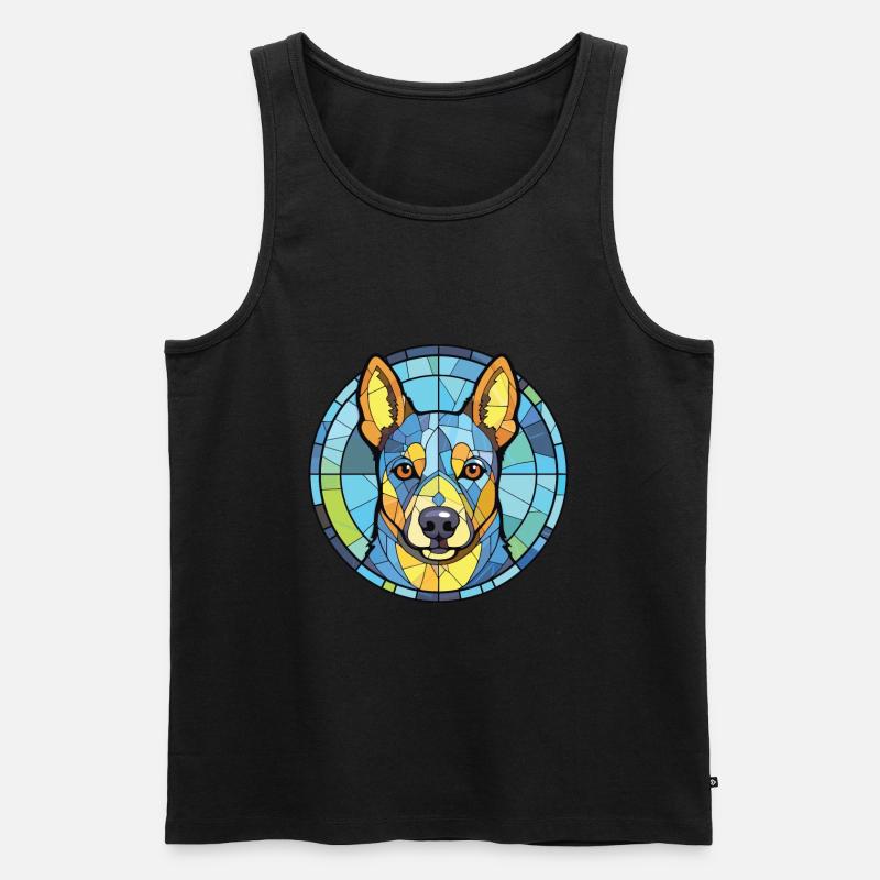 Blaue Heeler-Hunderasse Aquarell-Illustration - Männer Premium Bio Tank Top - Schwarz
