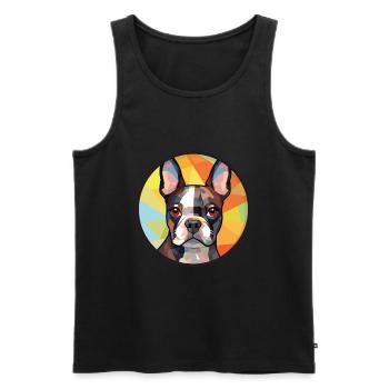 Boston Terrier Hunderasse Aquarell Illustration - Männer Premium Bio Tank Top - Schwarz - Vorne - Michal (187cm)